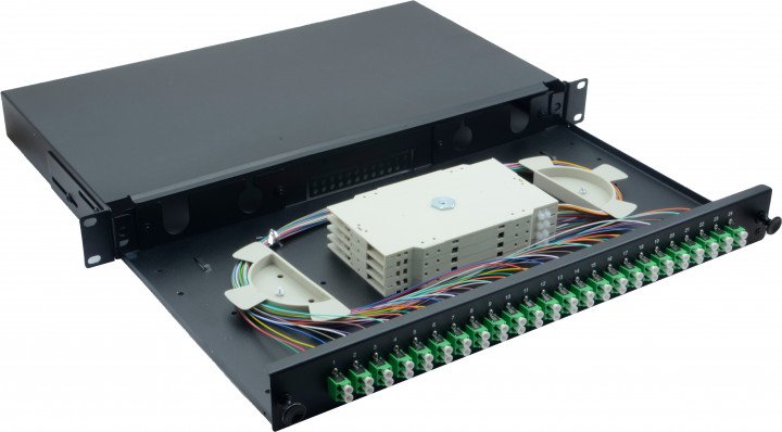 Helos Lwl 19" Spleissbox 24 X Lc/Apc Duplex Os2, Spleissfertig, Negro