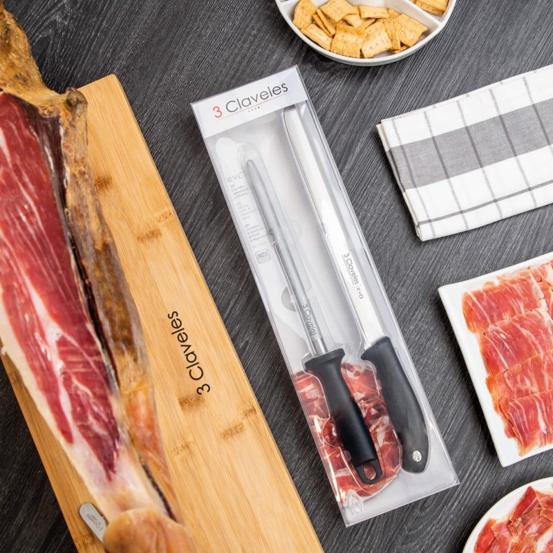 Set Chuchillo Jamonero Evo Y Chaira B 3 Claveles