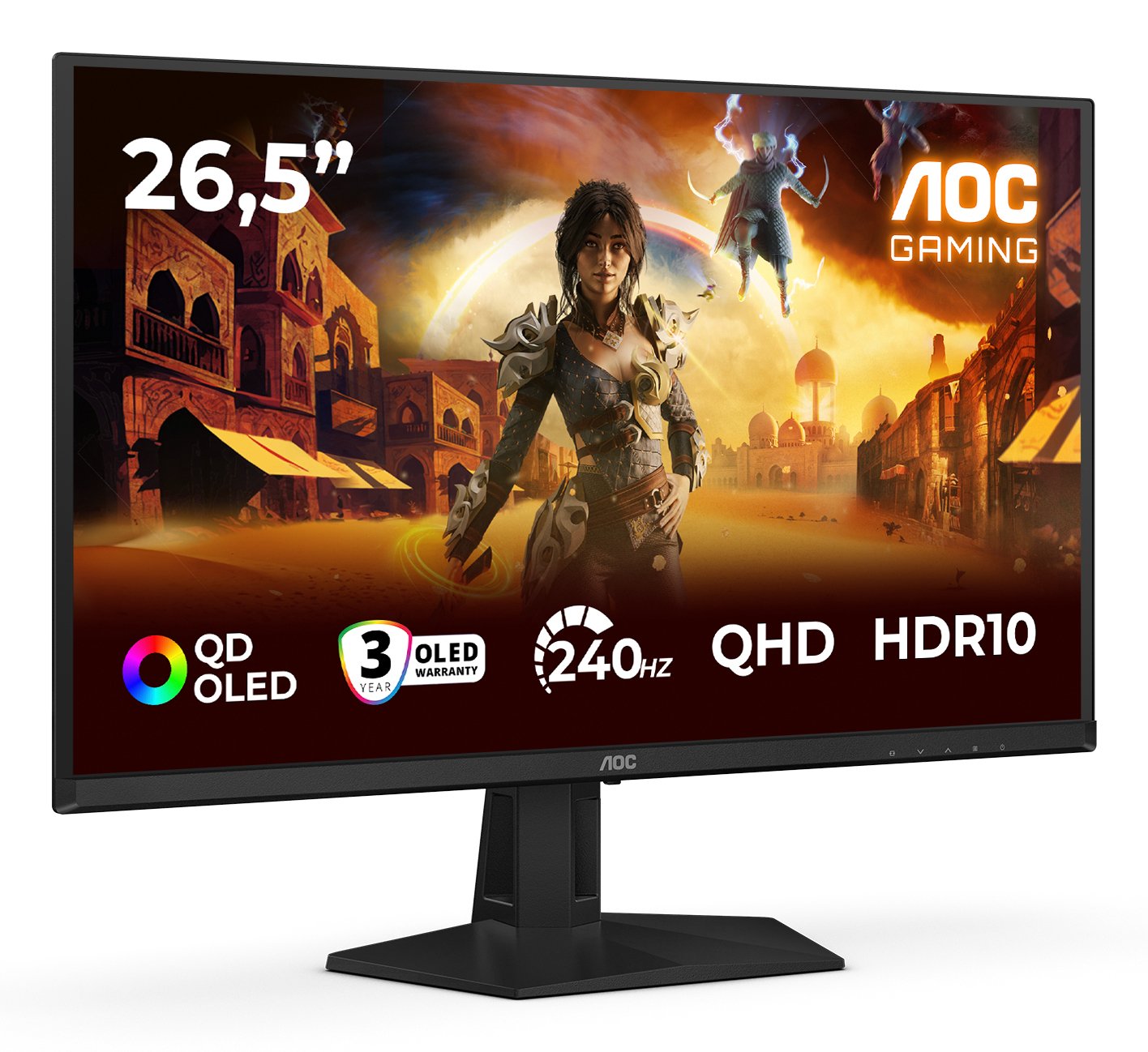 Monitor Aoc Agon Q27g41zdf Qd-Oled Gaming 26,5 " Negro, Qhd, Hdmi, Dp, Adaptive-Sync, Compatibilidad G-Sync, Panel De 240hz Q27g41zdf