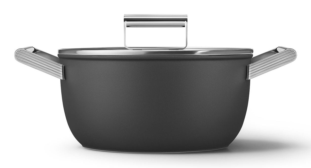 Smeg Csf2412blm Kochtopf, 20 Cm, Keramik, Edelstahlgriff, Mattschwarz