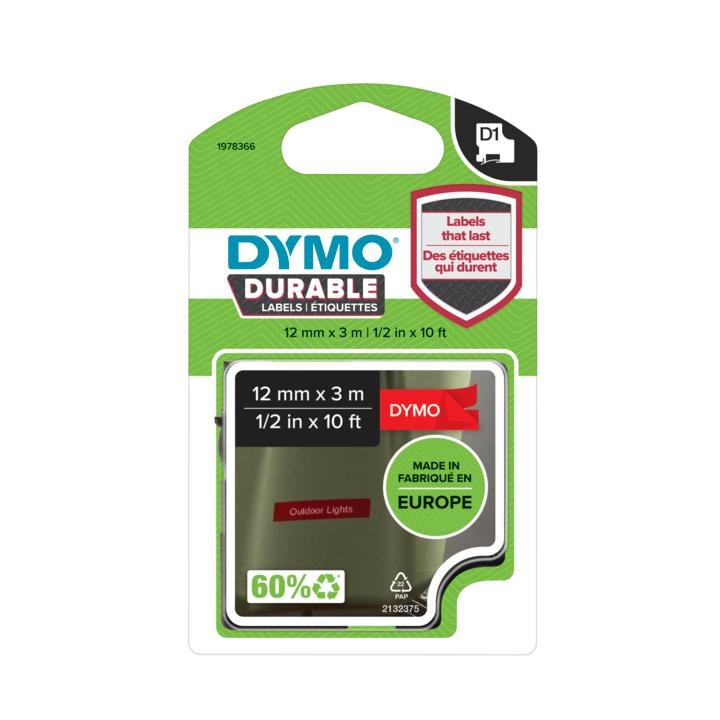 EAN 3501179783666 - DYMO D1 Durable - White on Red - 12mm cinta para impresora de etiquetas imagen 2