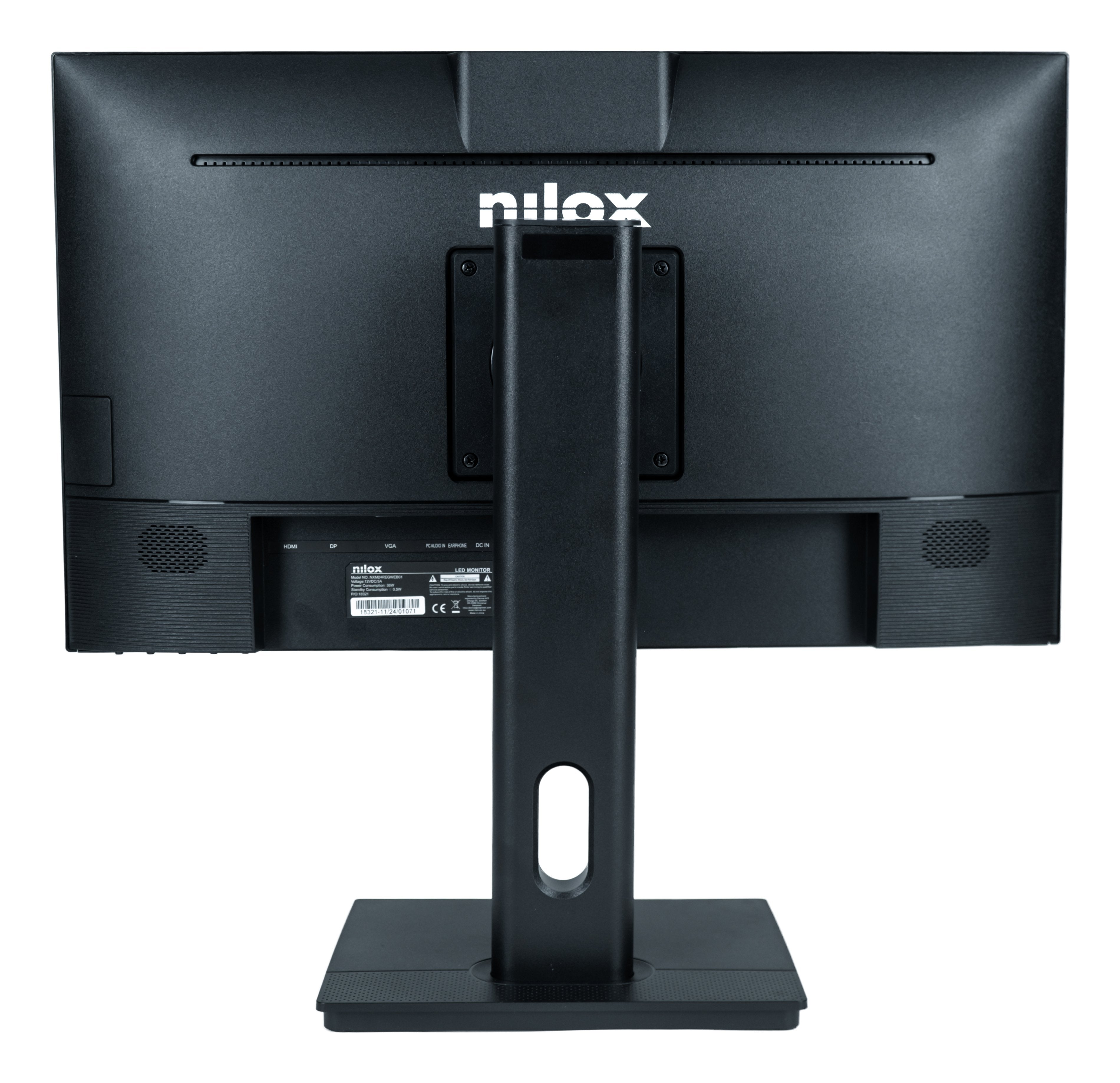 Monitor 24" Dp Hdmi Vga Nilox Nxm24regweb01 Ips Fhd 75hz 5ms 250cd/Mâ² 2x2w Webcam Vesa 100x100 Negro