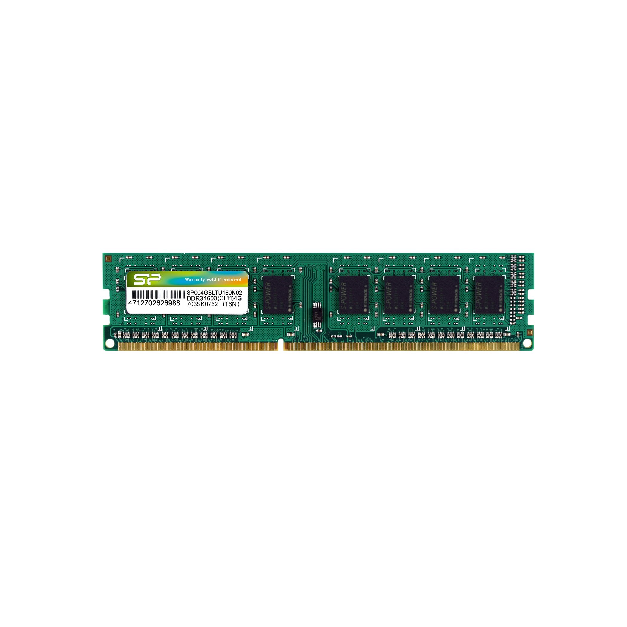 EAN 4712702626988 - Silicon Power SP004GBLTU160N02 módulo de memoria 4 GB DDR3 240-pin DIMM imagen 1