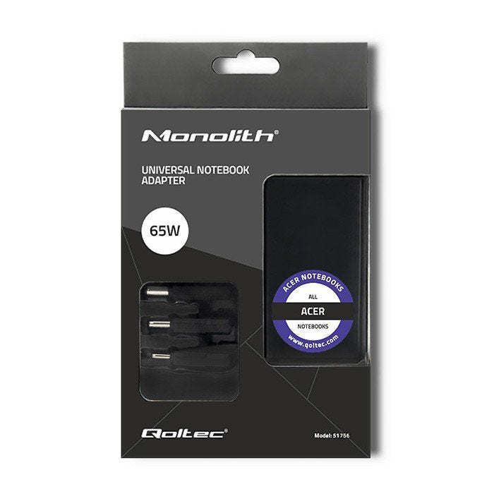 Qoltec 51756 Power Adapter Designed For Acer 65w 3 Plugs