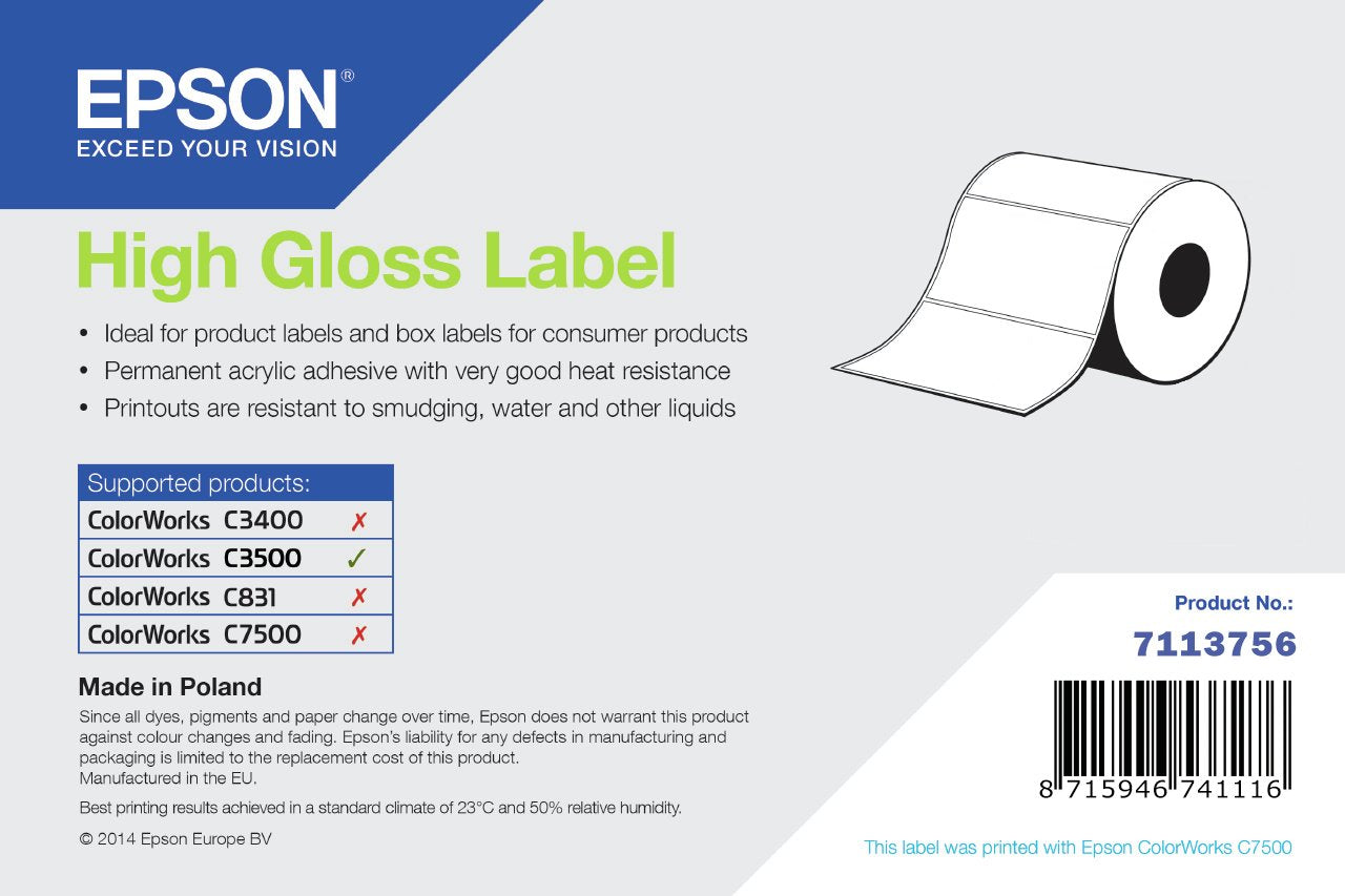 EAN 8715946741116 - Epson High Gloss Label Etiqueta para impresora autoadhesiva imagen 1
