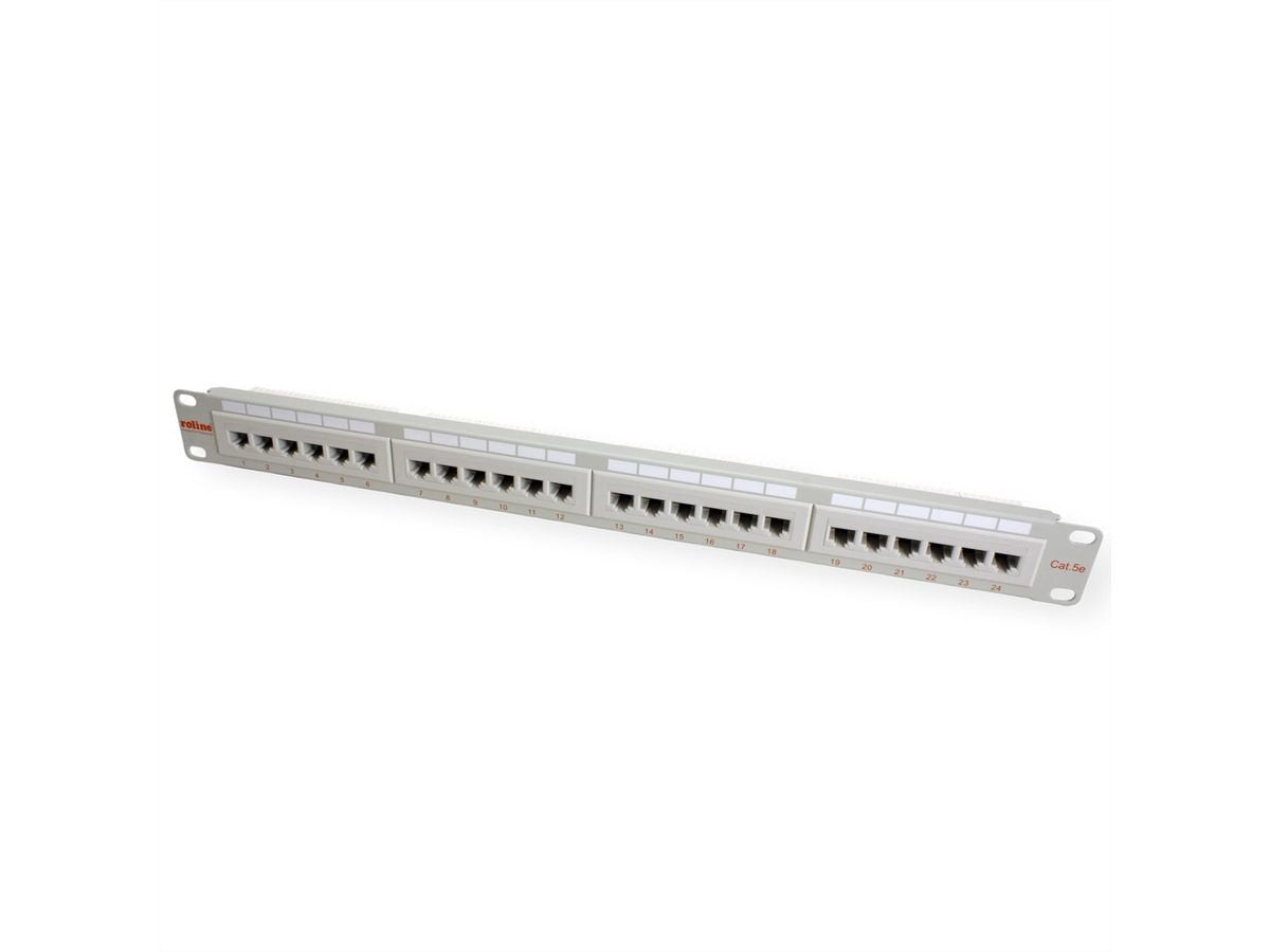 Roline Kat.5e Class D 48,26cm 19zoll-Patchpanel 24 Ports Utp Grau