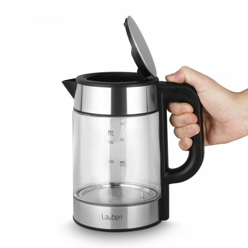 Tetera Lauben Lbnek17gs Eléctrica 1,7 L 2200 W Negro, Acero Inoxidable, Transparente