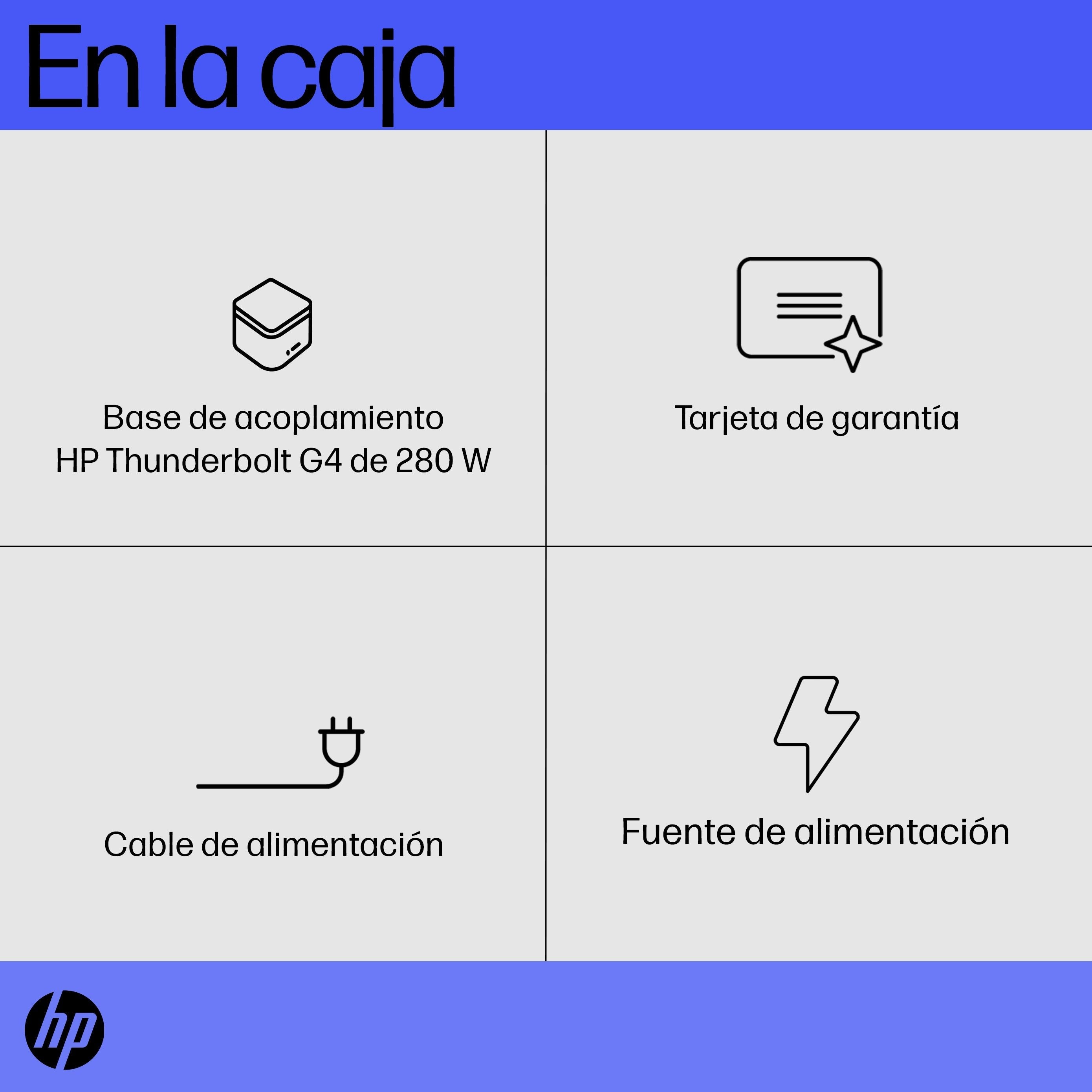 EAN 5704174883234 - HP Thunderbolt 280W G4 Dock w/Combo Cable Alámbrico Thunderbolt 4 Negro imagen 4