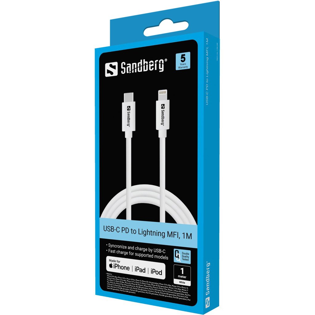 EAN 5705730136580 - Sandberg 136-58 cable de conector Lightning 1 m Blanco imagen 2