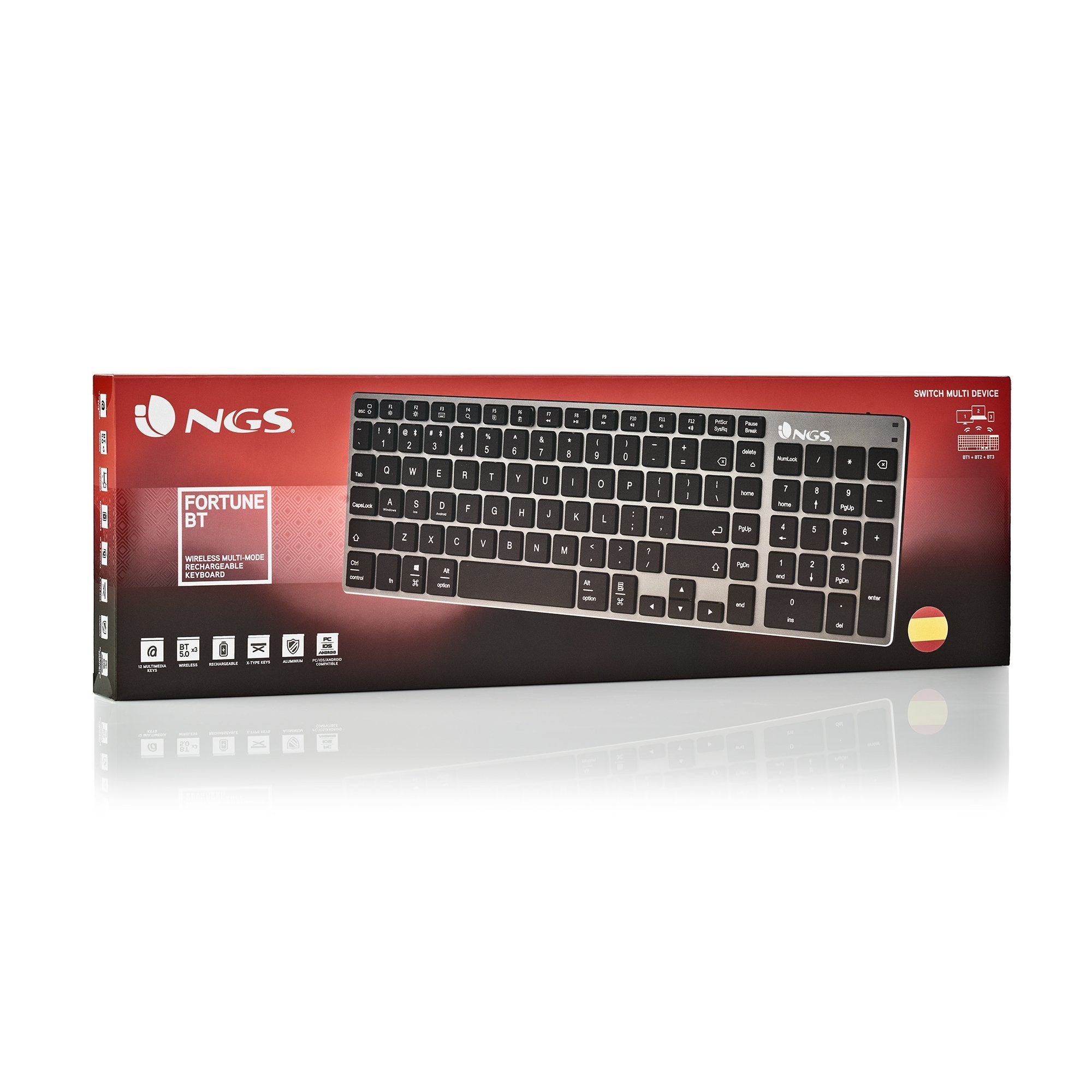 EAN 8435430619409 - NGS FORTUNE-BT, QWERTY, ES teclado Universal Bluetooth Negro, Plata imagen 9