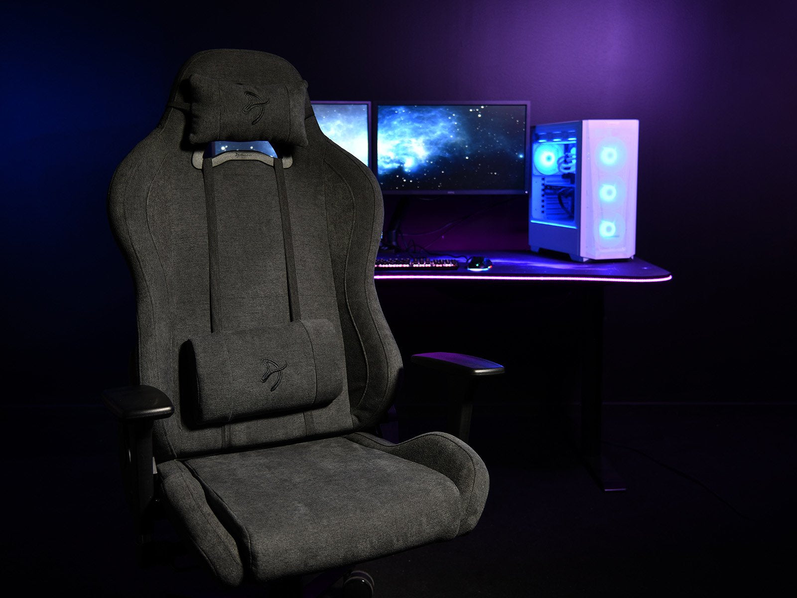 Silla Gaming Arozzi Torretta De Tejido Suave -Gris Oscuro