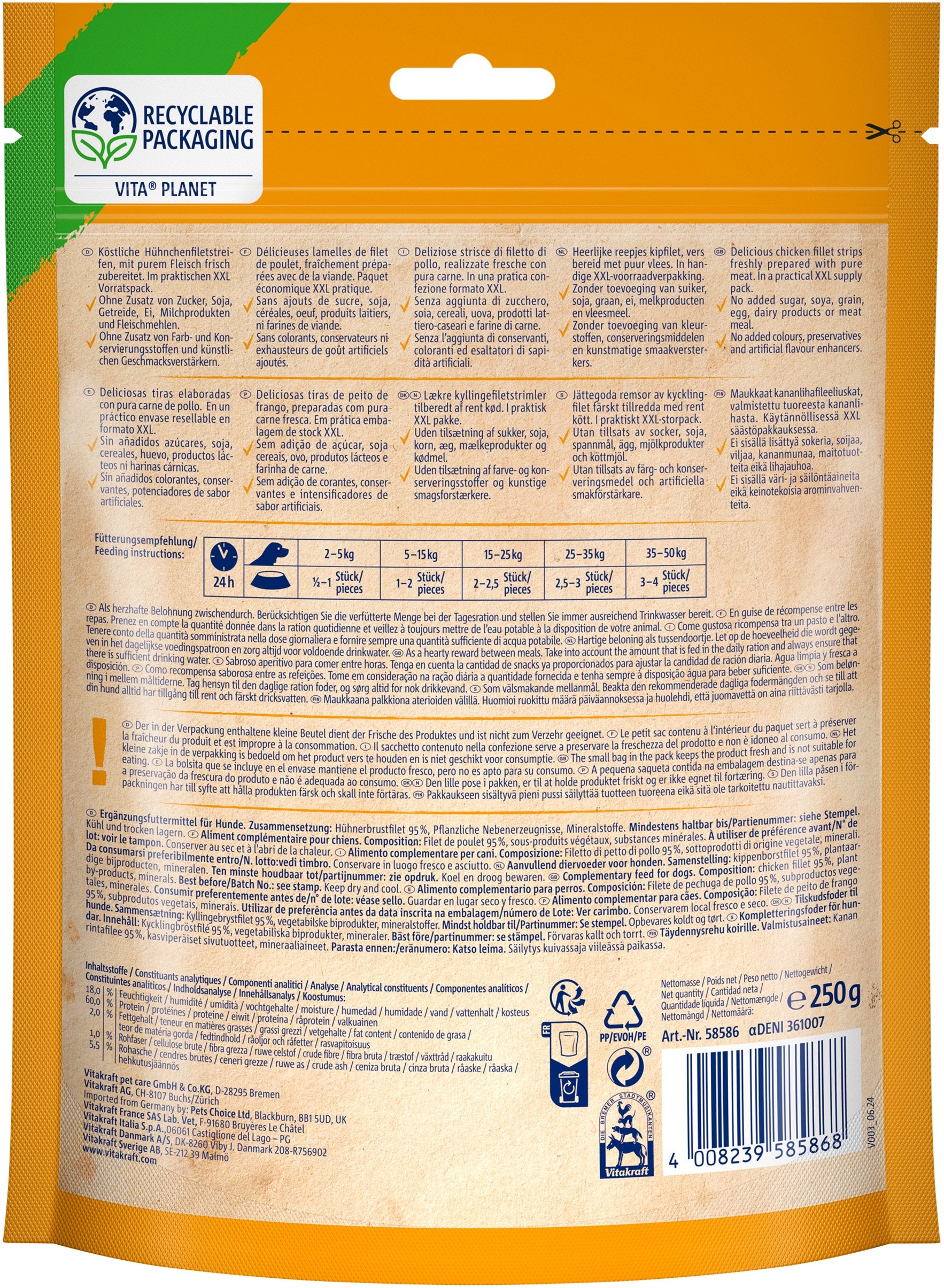 EAN 4008239585868 - Vitakraft 58586 premio y golosina para perro y gato Snacks Pollo 250 g imagen 2