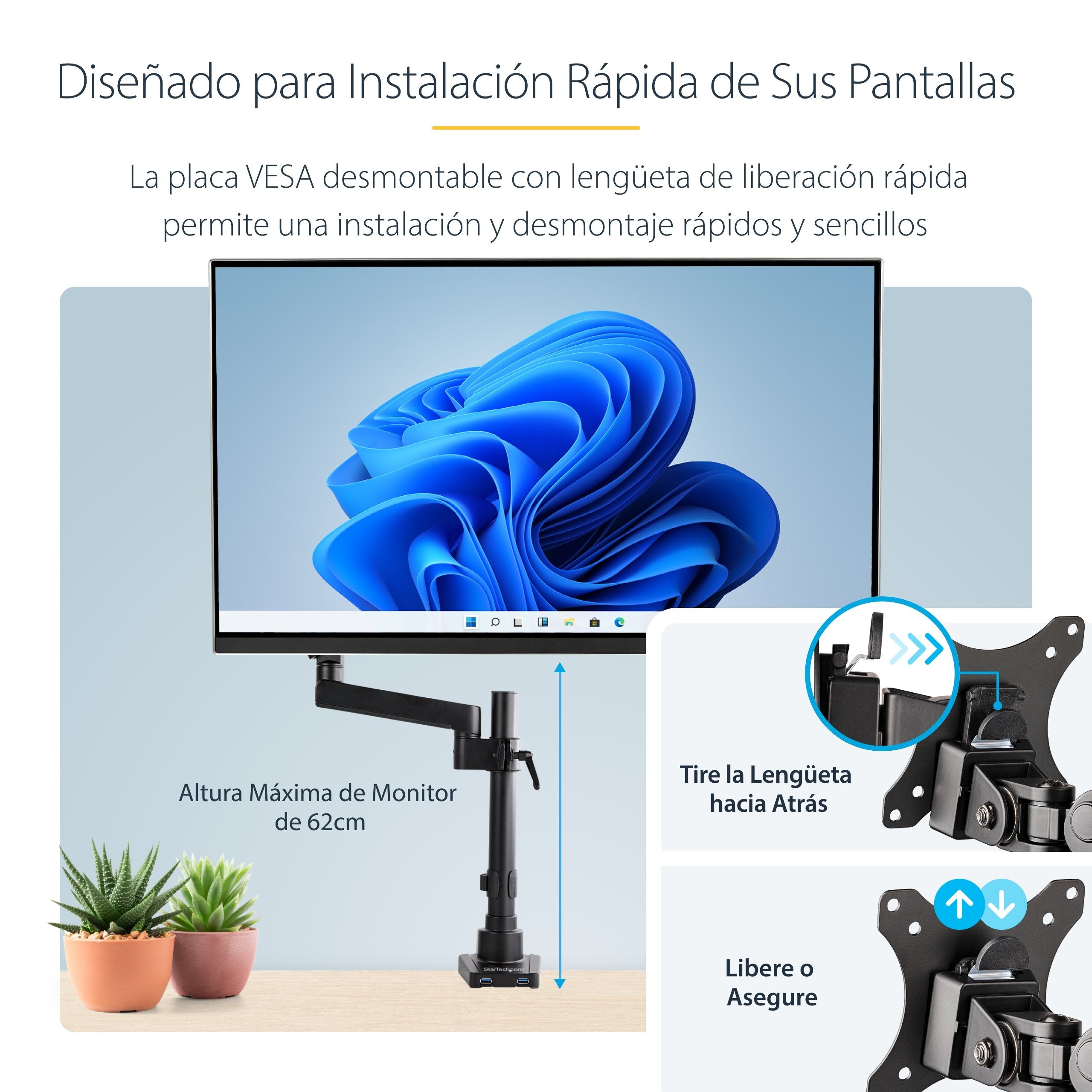 EAN 0065030888349 - StarTech.com ARMPIVOT2USB3 soporte para monitor 86,4 cm (34") Escritorio Negro imagen 16