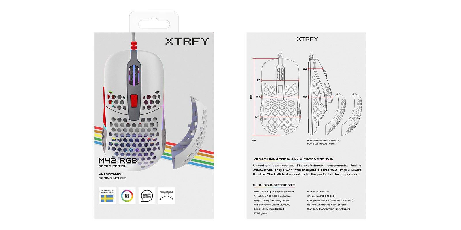 Xtrfy M42 Ratón Ambidextro Usb Tipo A Óptico 16000 Dpi