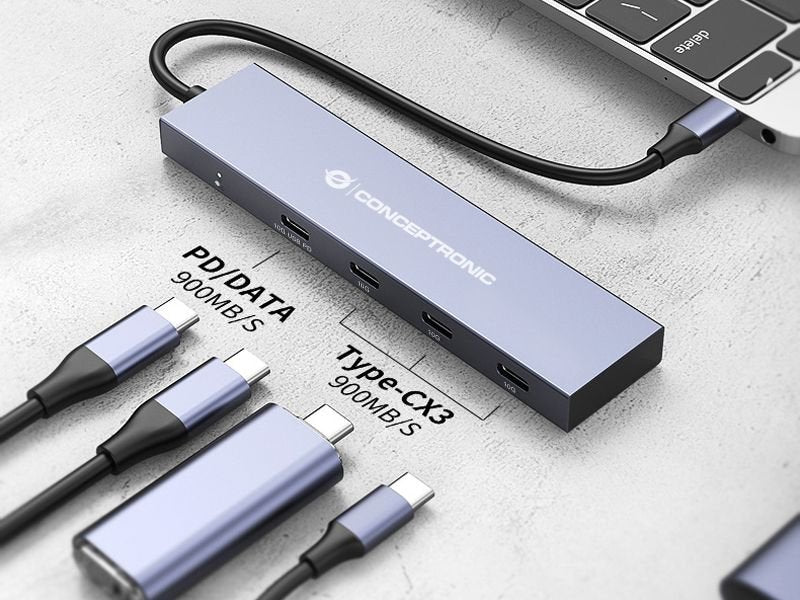 EAN 4015867229163 - Conceptronic HUBBIES14G hub de interfaz USB 3.2 Gen 2 (3.1 Gen 2) Type-C 10000 Mbit/s Gris imagen 4