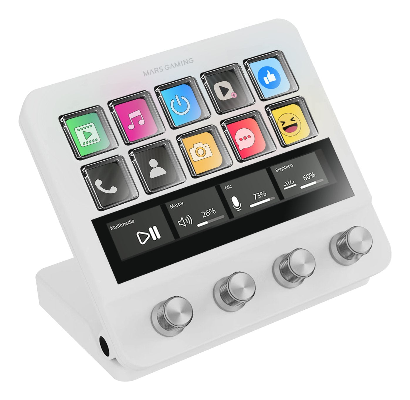 Plataforma De Control Msd-Pro Blanco Mars Gaming 10 Teclas Lcd Y 4 Diales Personalizables/ Hub Usb (2x Usb 3.0 + 1x Usb-C) Y Base Ajustable