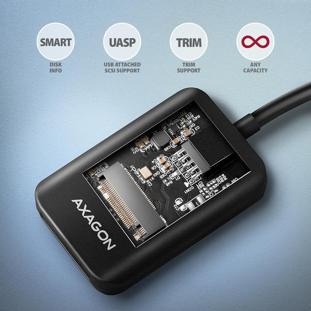 EAN 8595247908896 - Axagon ADM2-AM USB-A 10Gbps - M.2 NVMe & SATA SSD adaptér, kabelis USB-A 10cm Caja externa para unidad de imagen 4