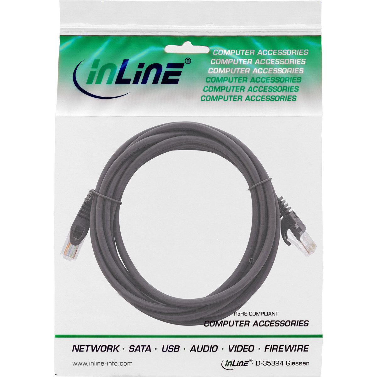Cable De Red Inline U/Utp Cat.5e Negro 0.5m