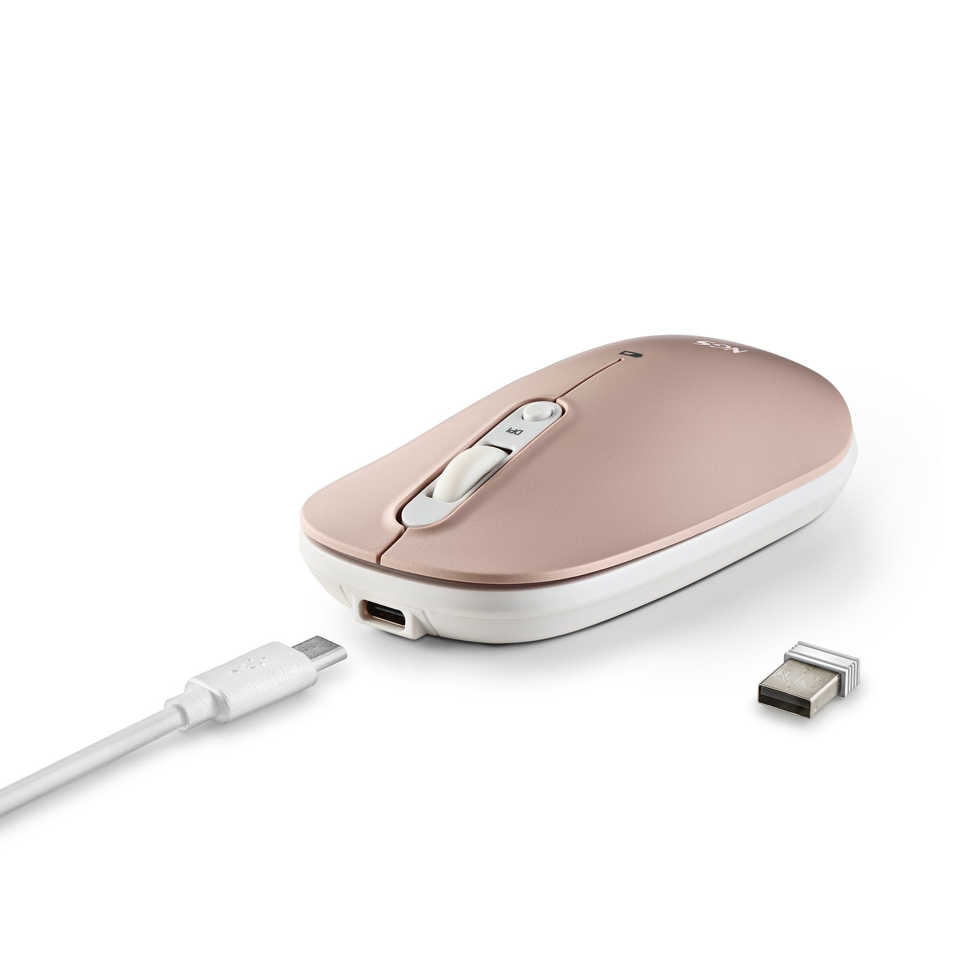 Ratón Inalámbrico Por Bluetooth Ngs Shell-Rb Batería Recargable Hasta 1600 Dpi Azul Blanco Rosa