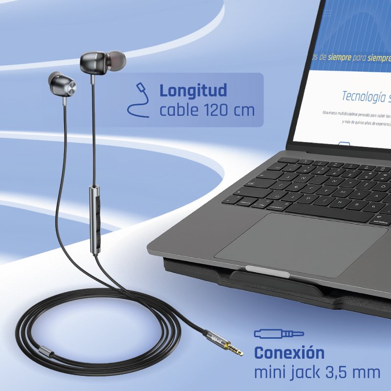 EAN 8435364317037 - iggual IGG317037 auricular y casco Alámbrico Dentro de oído Llamadas/Música Negro imagen 2