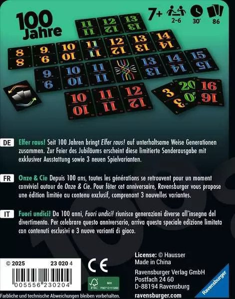 Ravensburger Elfer Fuera! 100 Años De Edición De Aniversario, Juego De Cartas 23020