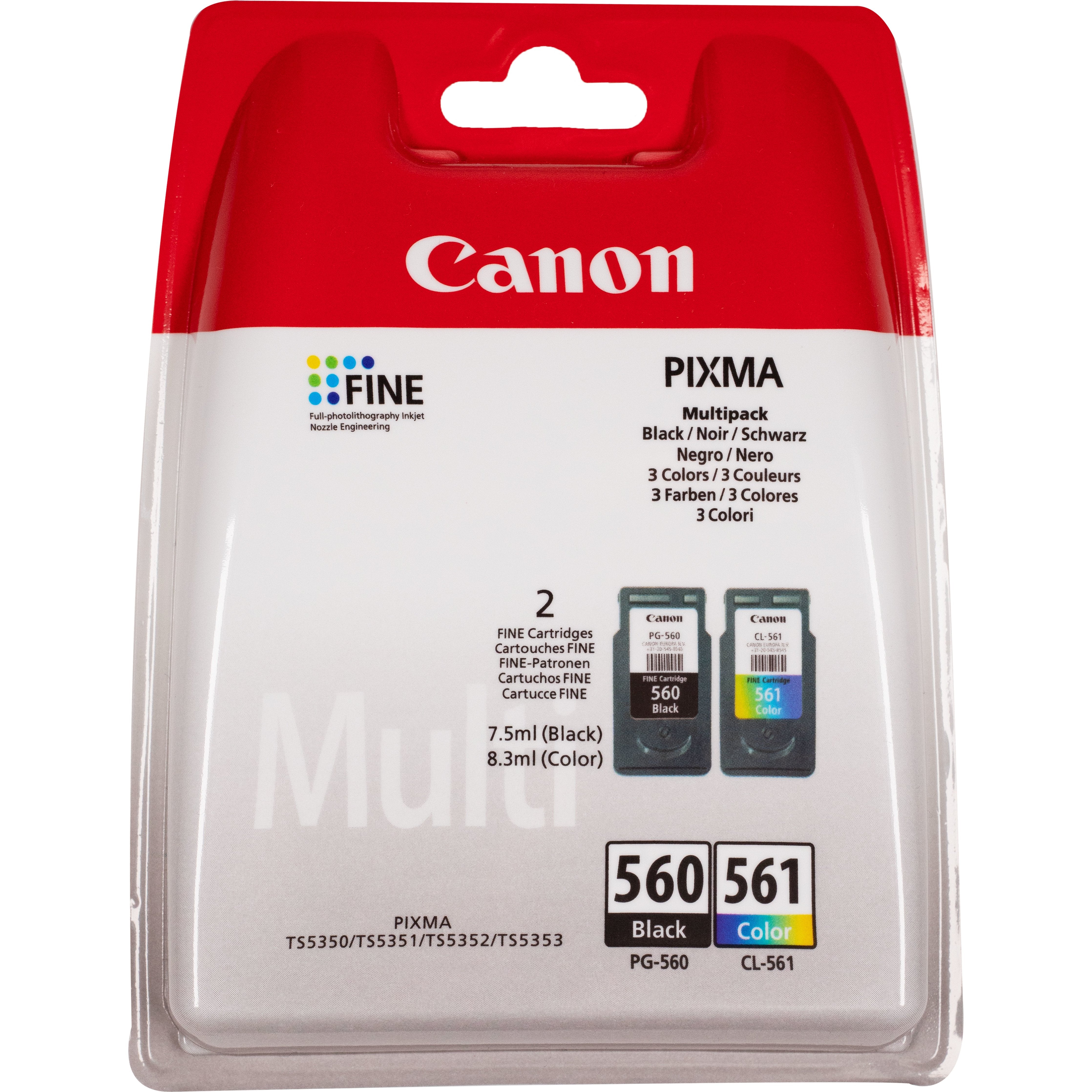 EAN 8714574662978 - Canon PG-560/Cl-561 cartucho de tinta 2 pieza(s) Original Rendimiento estándar Negro, Cian, Magenta, Amar imagen 1