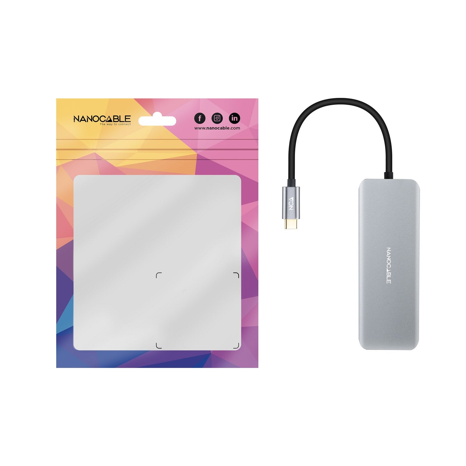 Nanocable Hub Usb-C 6 En 1 - Conversor Usb-C 3.2 Gen1 5g A 2 X Usb-A + 2 X Usb-C + Hdmi + Usb-C Pd 100w - Aluminio - 15