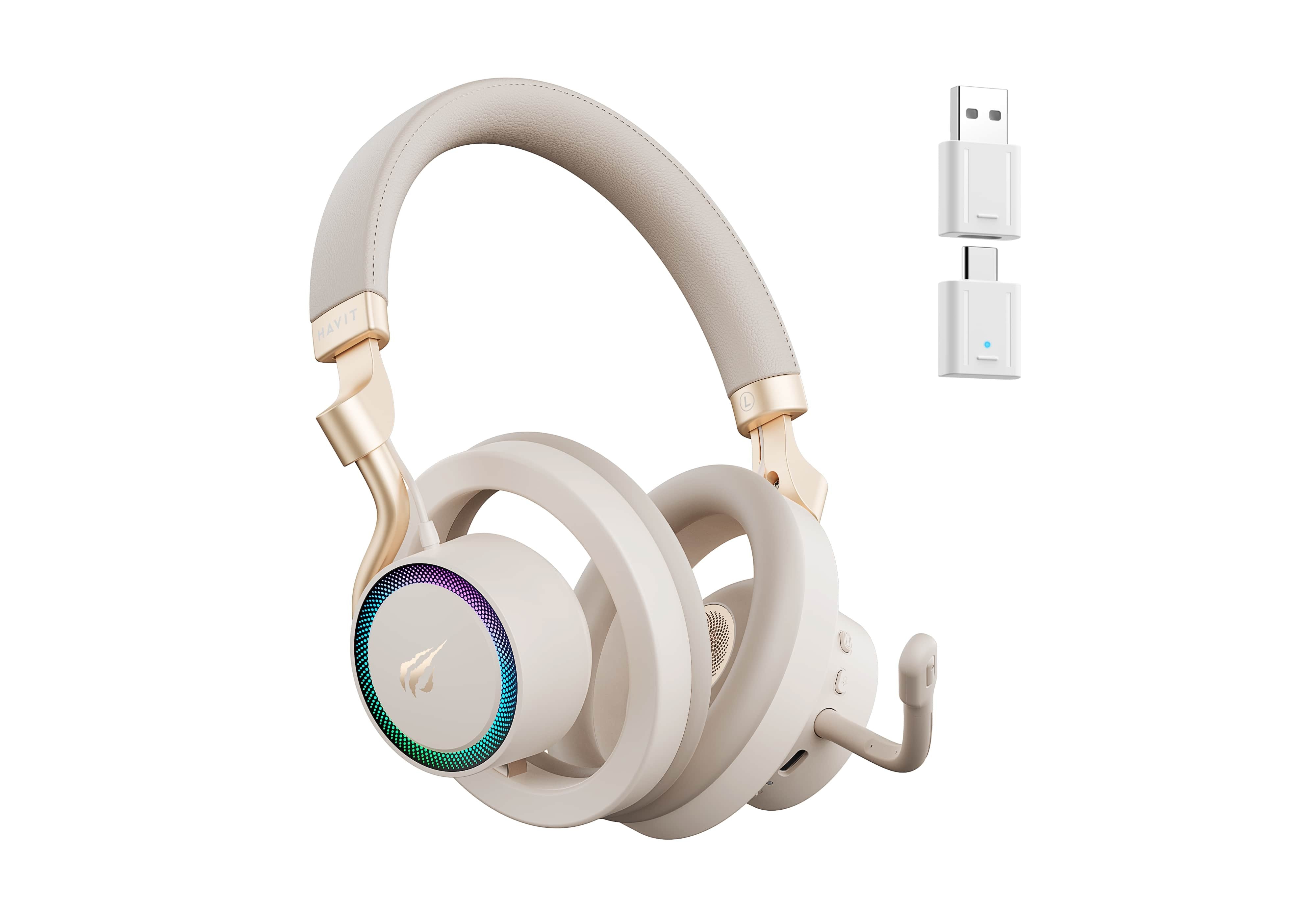 Auriculares Havit Fuxi-H8 Con Cable/Inalámbricos Para Juegos (Dorados)
