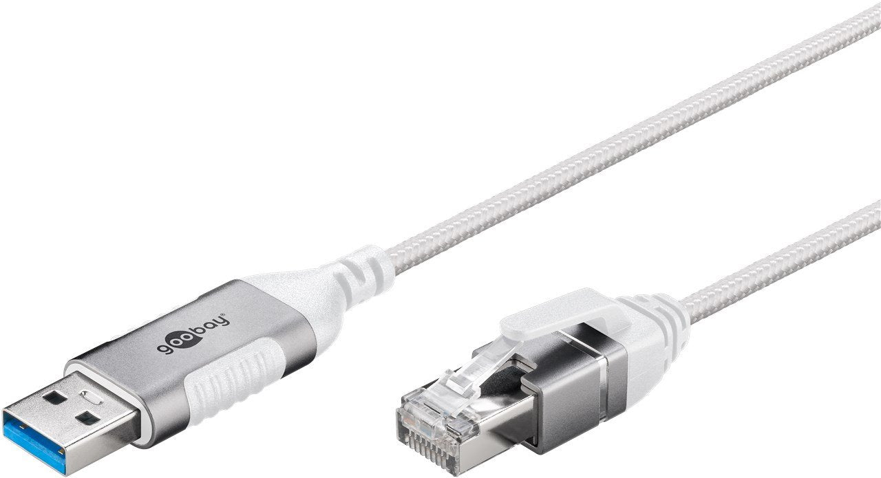 Cable De Adaptador Ethernet De Goobay Usb-A 3.2 Gen1> Rj-45, Blanco Delgado, 10 Metros 74383