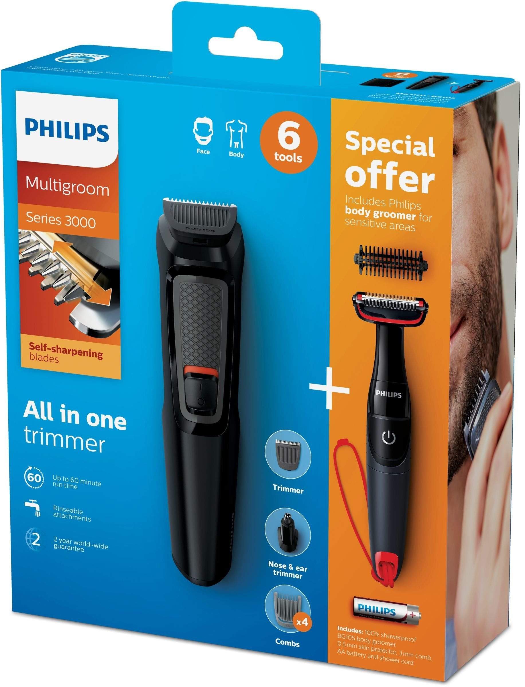 Philips Multigroom Series 3000 Mg3710/85 Cortadora De Pelo Y Maquinilla Negro