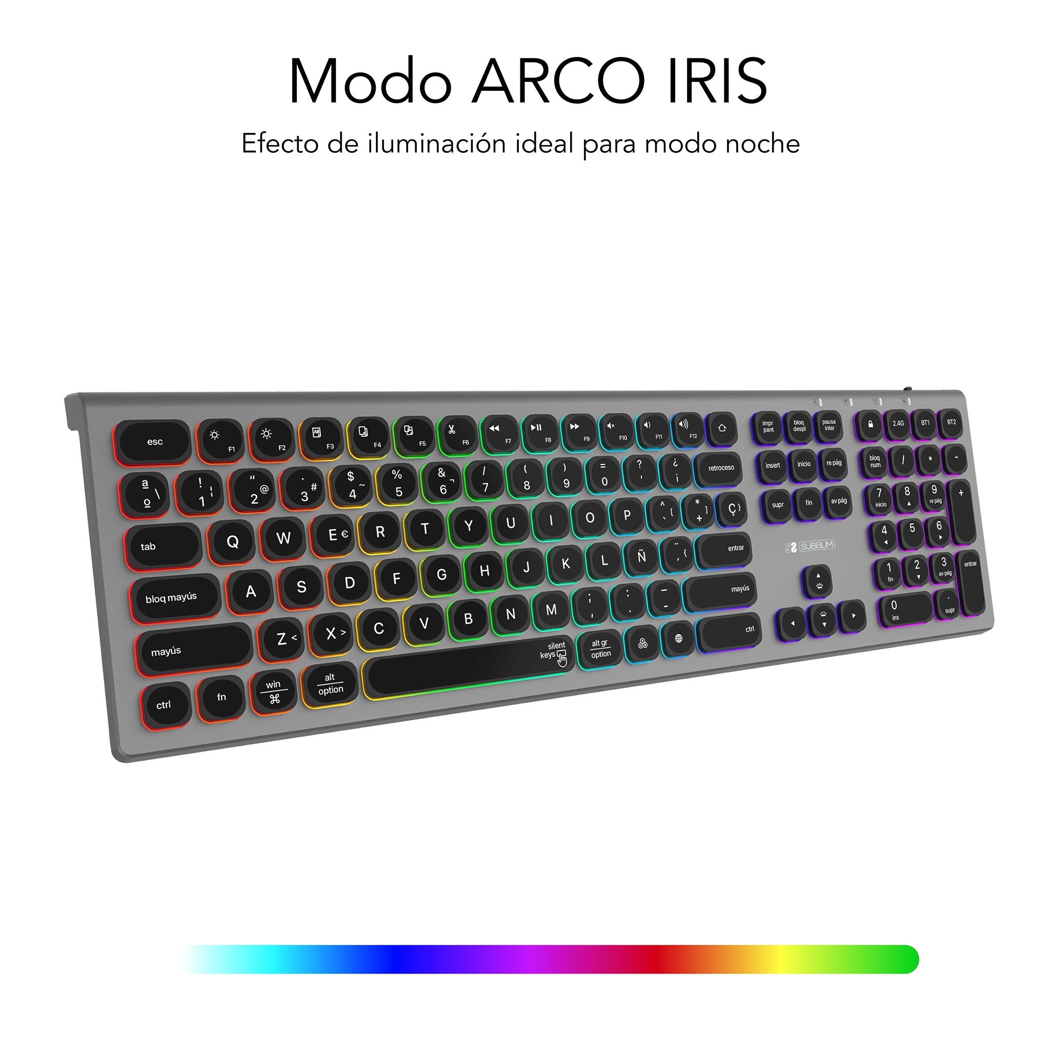 EAN 8436586742669 - SUBBLIM SUBKB-3MIE310 teclado Universal RF Wireless + Bluetooth QWERTY Español Negro, Gris imagen 9