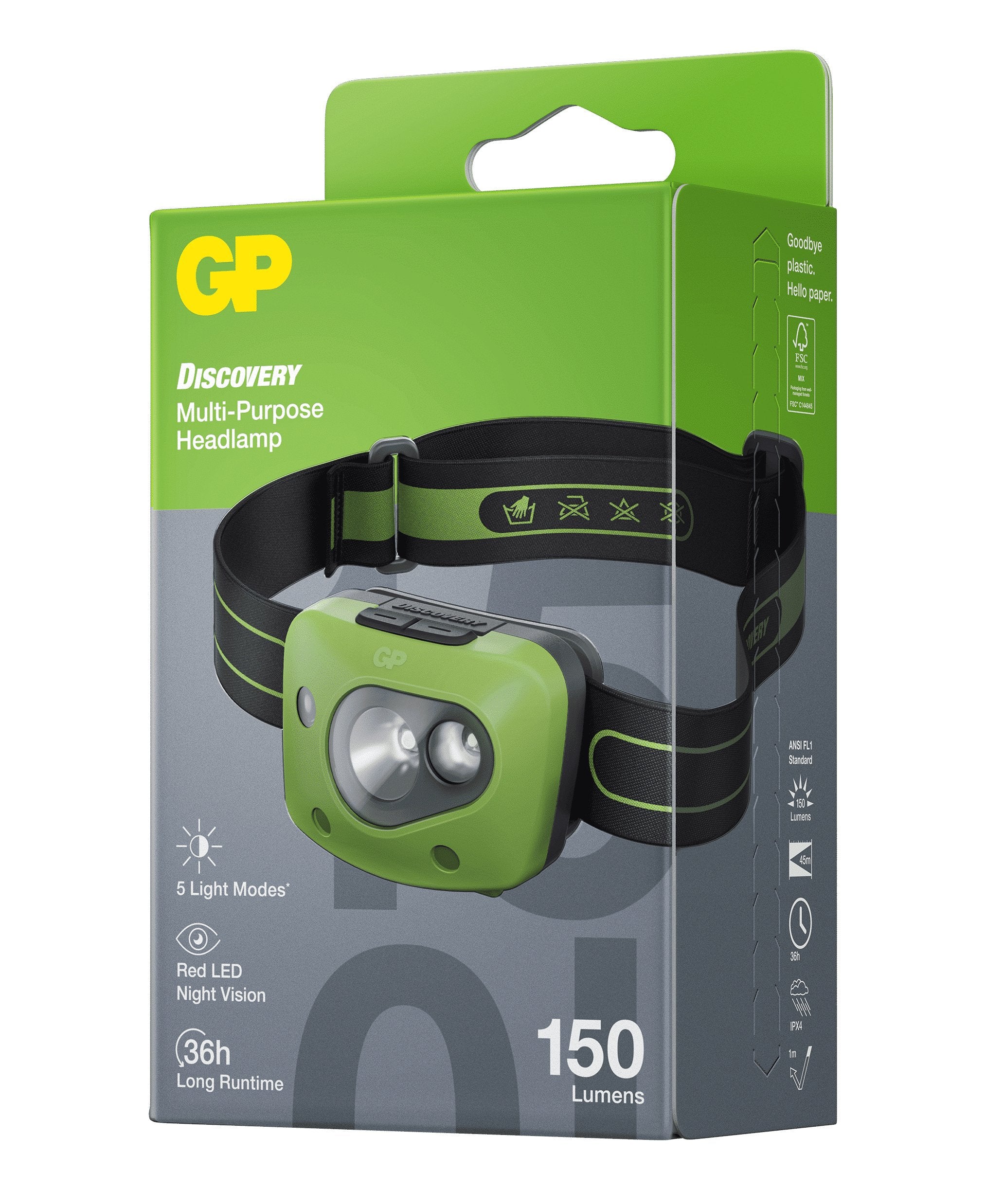 EAN 4891199211027 - GP Batteries CH43 Negro, Verde Linterna con cinta para cabeza LED imagen 2