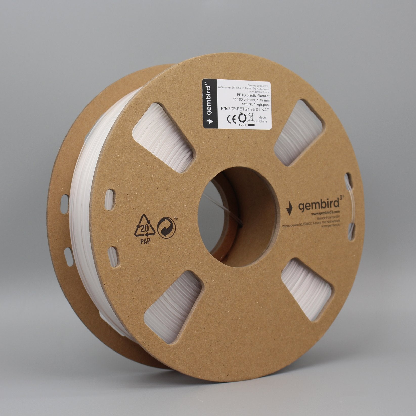 EAN 8716309090780 - Gembird 3DP-PETG1.75-01-NAT material de impresión 3d Polietileno tereftalato glico (PETG) Transparente 1, imagen 3