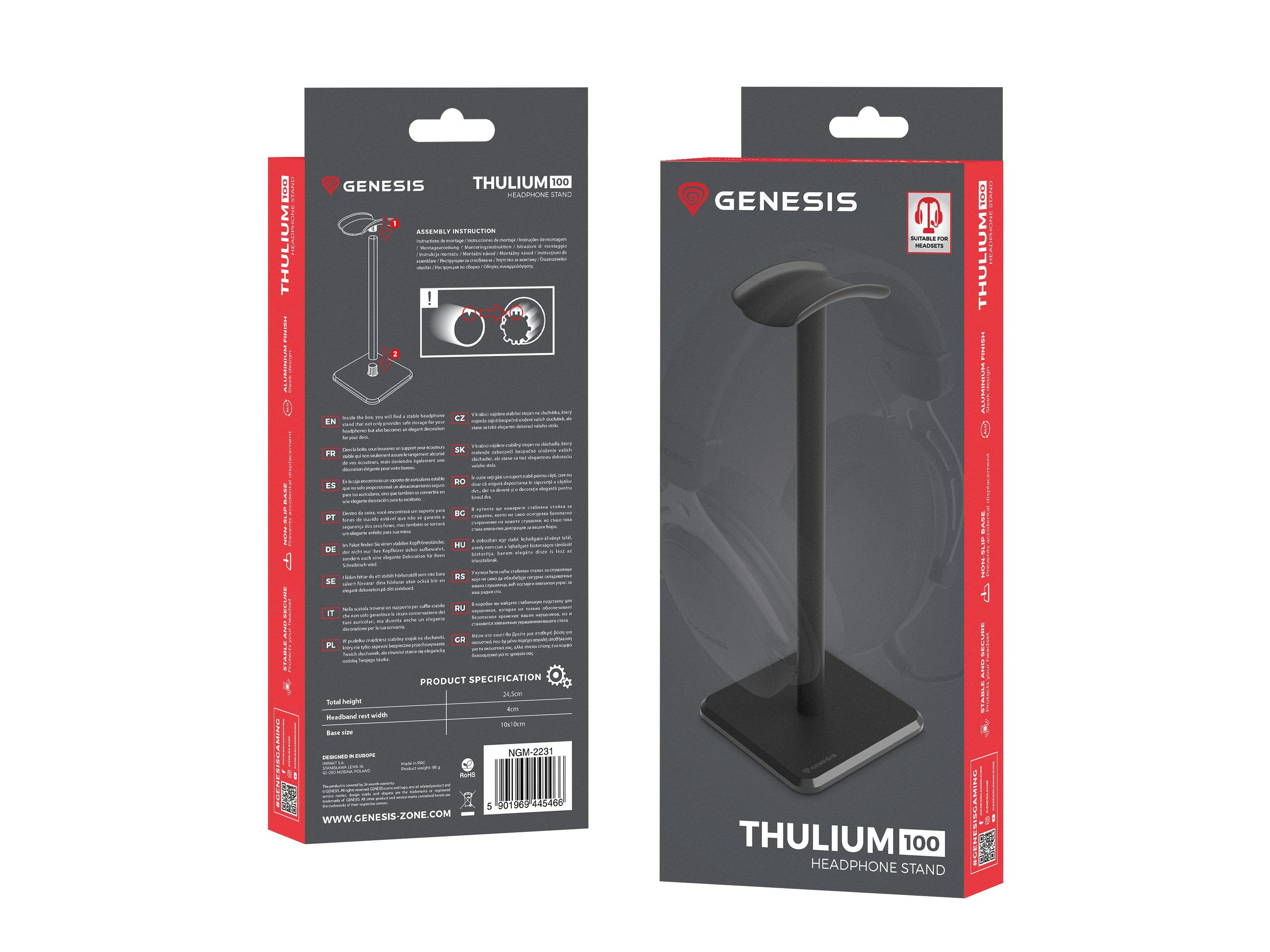 Soporte Genesis Auriculares Thulium 100 Color Negro