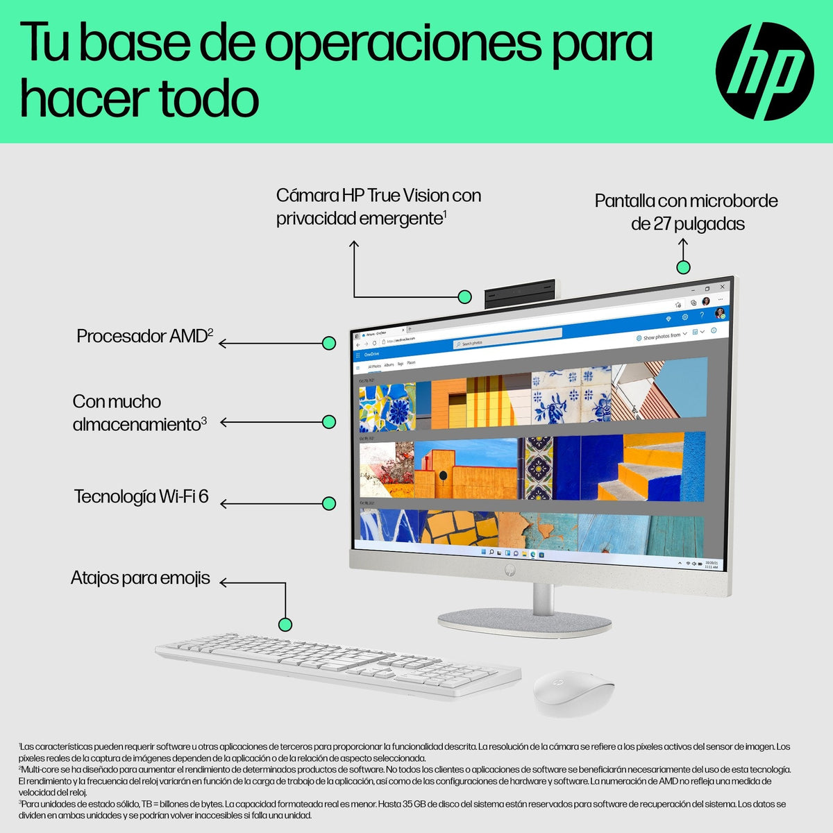 Ordenador All In One Hp 27 Cr0005ns 27" Ryzen 5 16gb 1tb Ssd Freedos Teclado Y Raton Incluidos