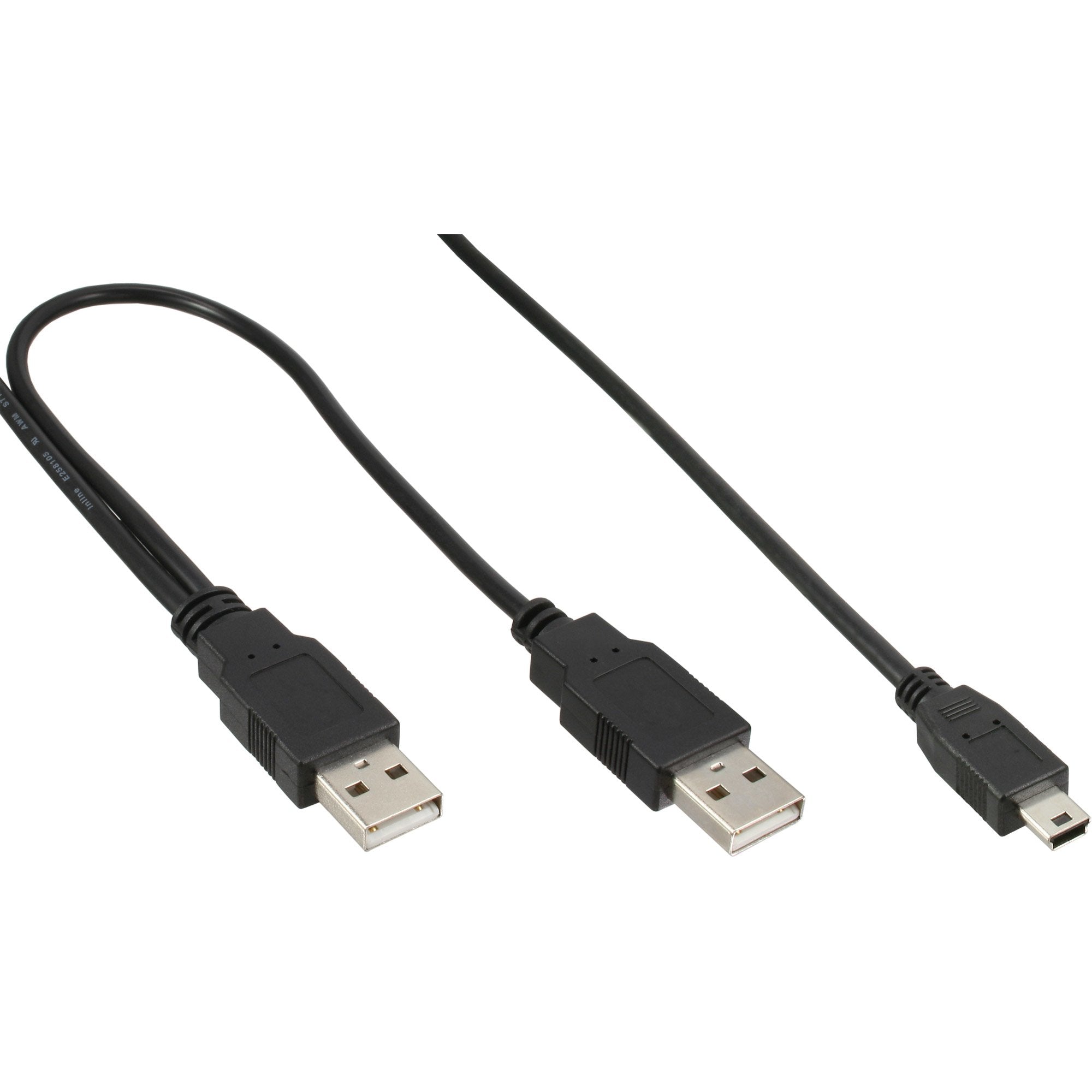 Inline Usb Mini-Y Cable 2x Macho Tipo A A Mini-B Macho 5 Pines 1,0 M