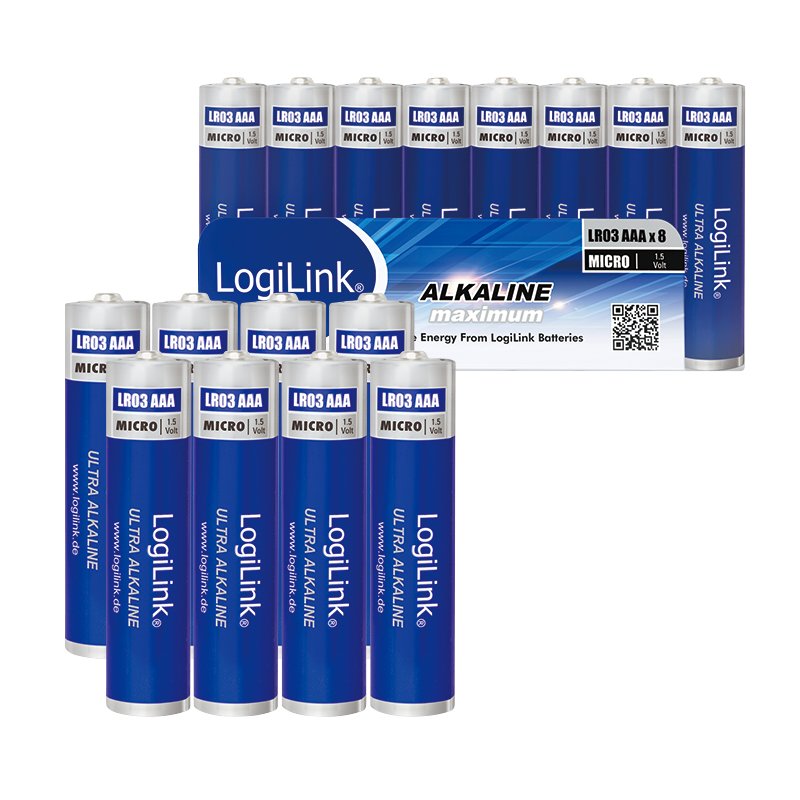 Pila Alcalina Lr03 Aaa 1,5v 8 X Retractil Industrial Logilink