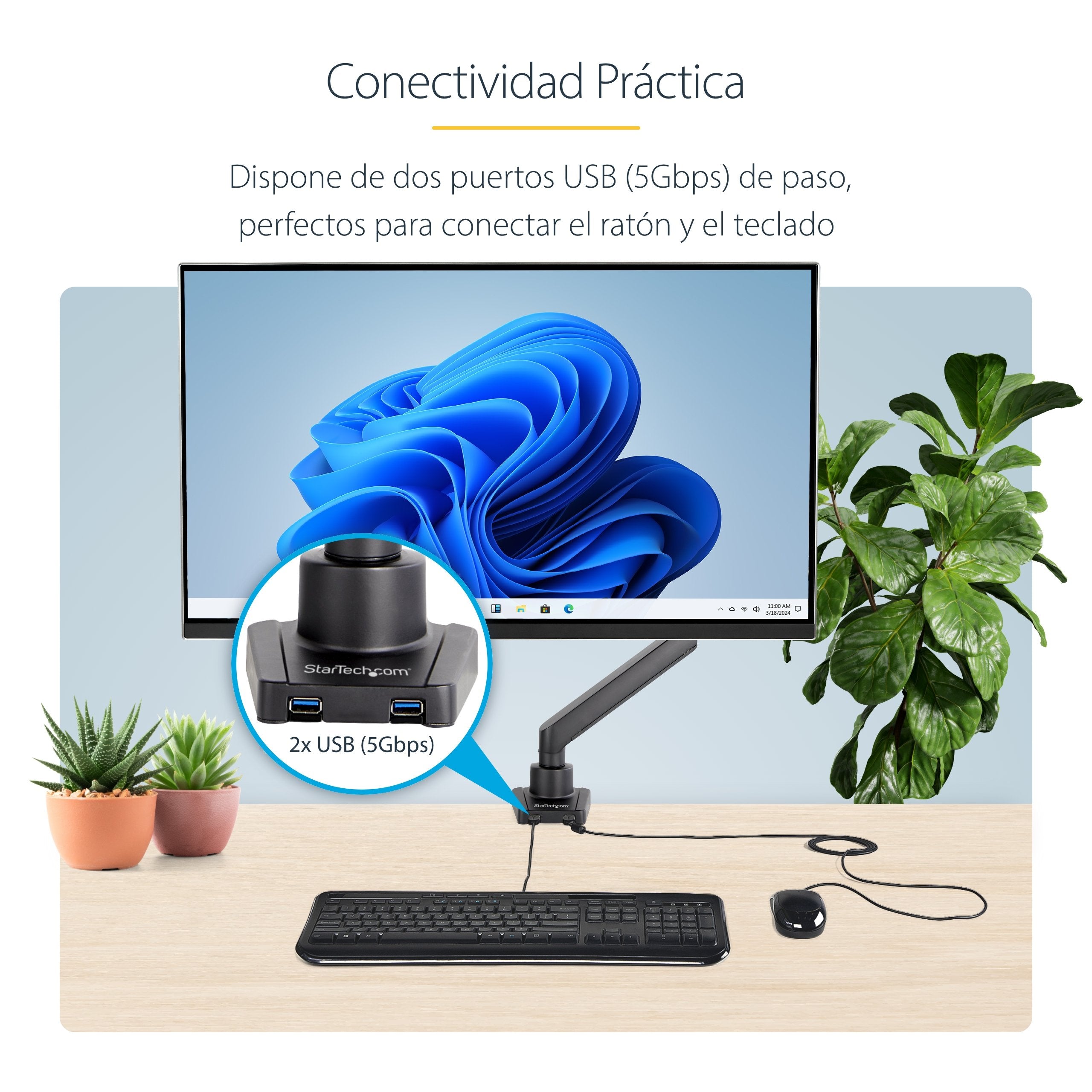 EAN 0065030888356 - StarTech.com ARMSLIM2USB3 soporte para monitor 86,4 cm (34") Escritorio Negro imagen 9