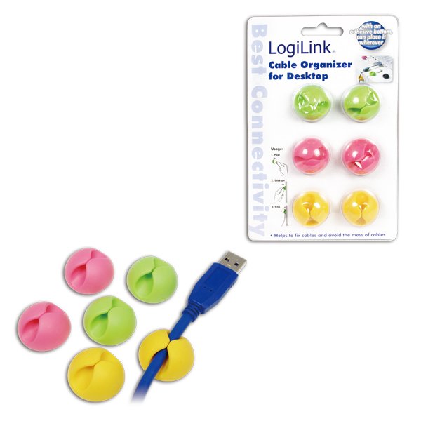 Logilink Kab0010 Abrazadera Para Cable Verde, Rosa, Amarillo