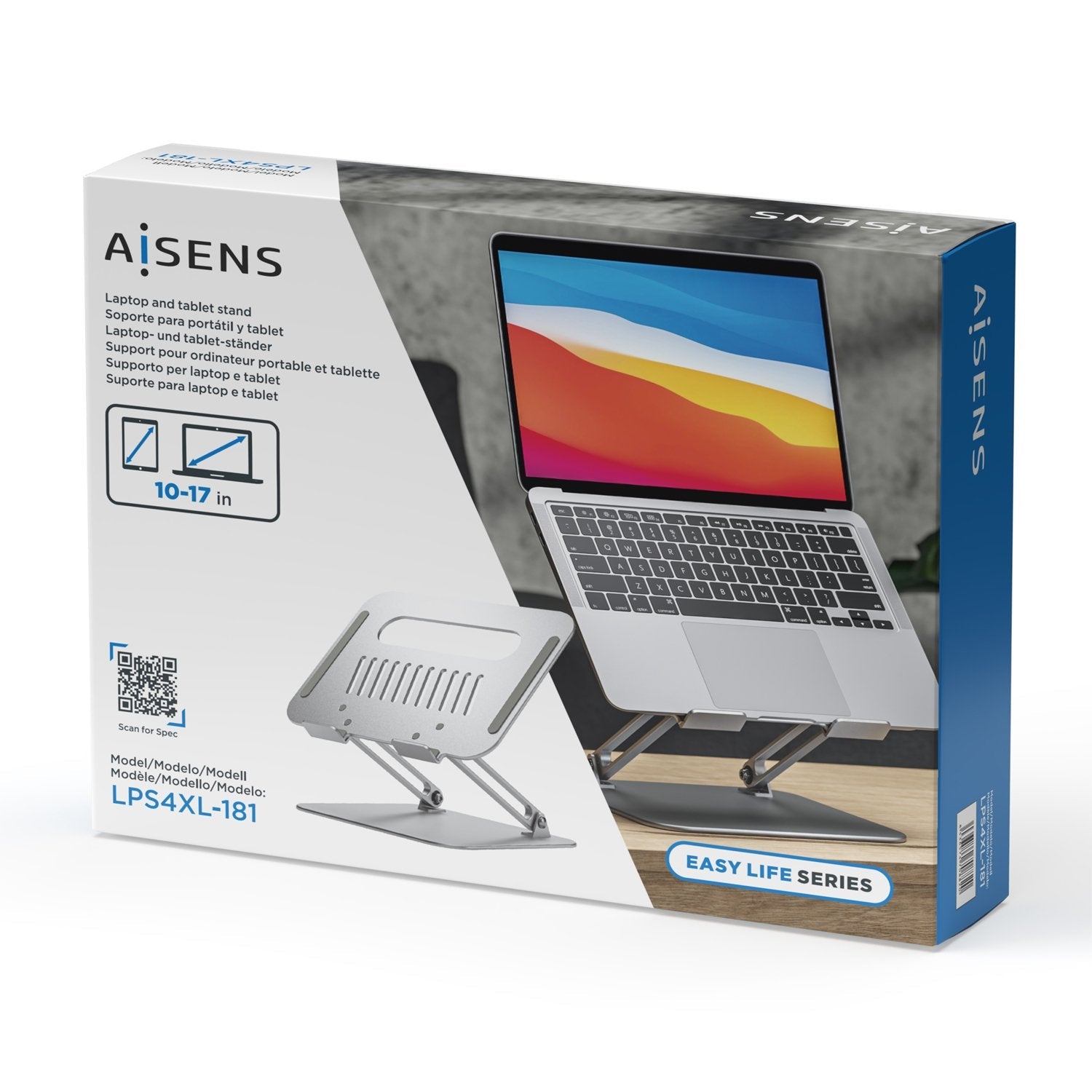 Aisens Soporte De Sobremesa Xl 10-17 Ajustable Para Portatil / Tablet - Plata