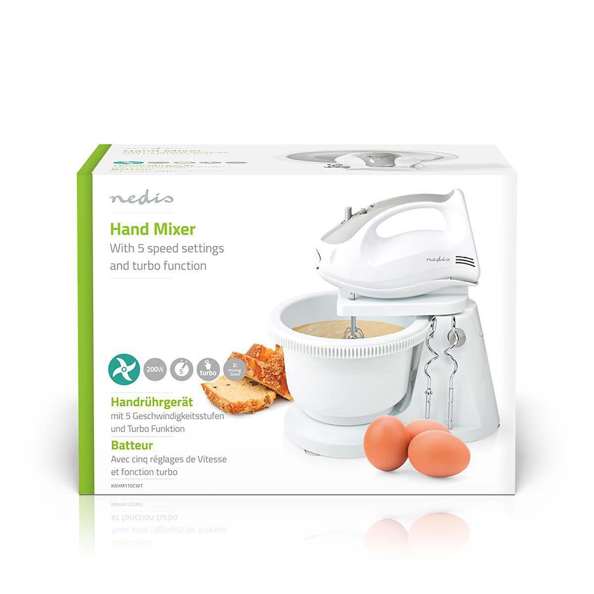 EAN 5412810330225 - Nedis KAHM110CWT batidora Batidora de mano 200 W Gris, Blanco imagen 13