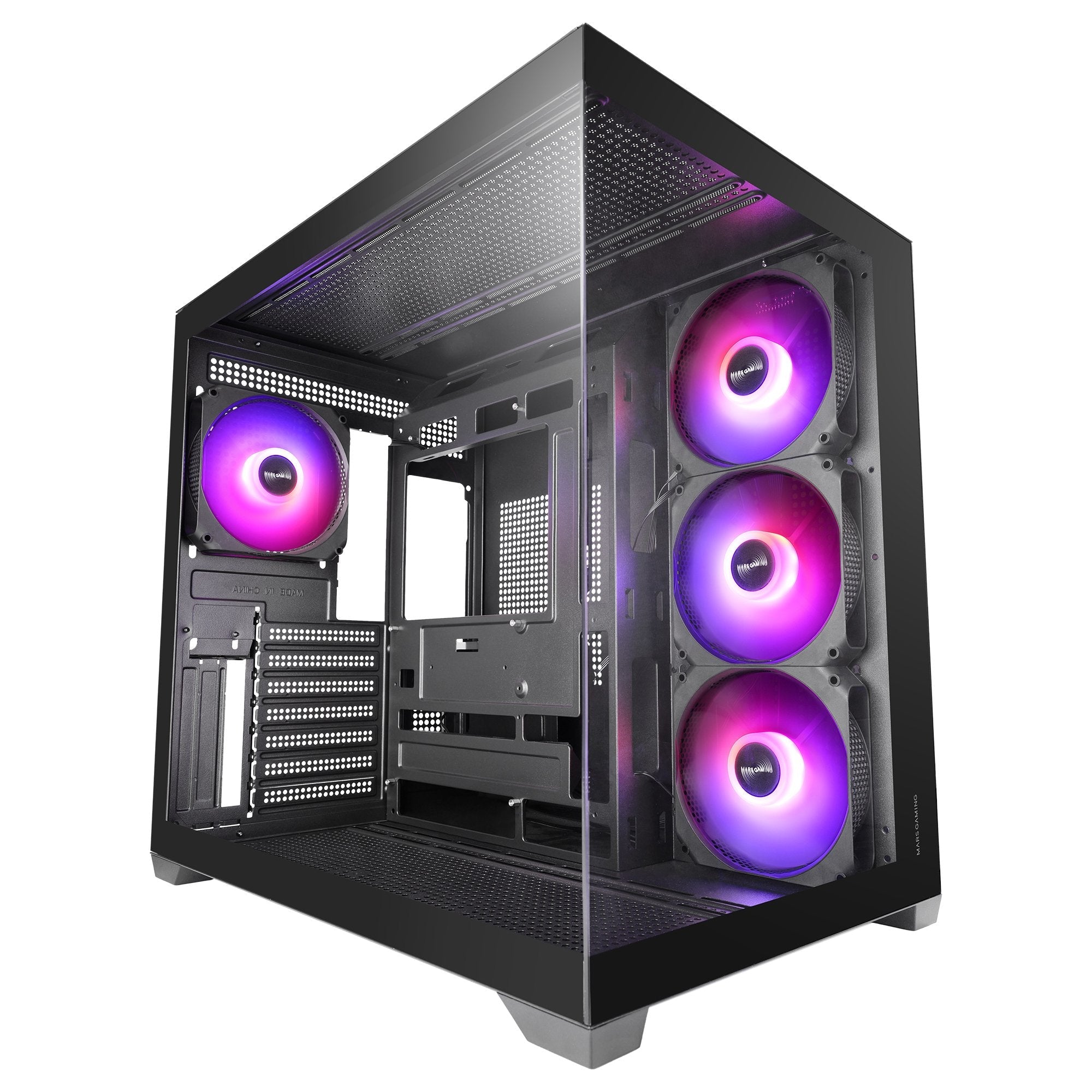 Caja Pc Atx Mars Gaming Mcv5 Cristal Templado Panoramico Argb Gpu 416mm Negra