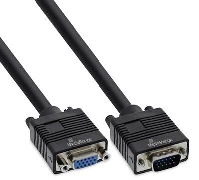 Mediarange Vga Verlängerungscable, 2m, Negro