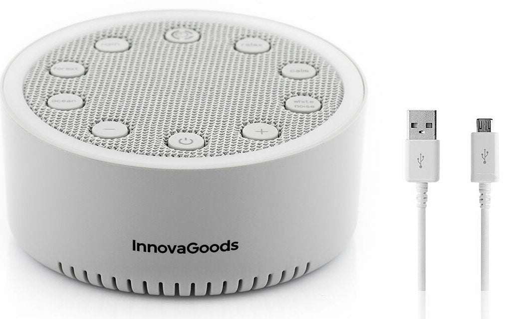 Innovagoods Slewel Maquina De Ruido Blanco - Autonomia 60min - Relajacion Con Luz Y Sonido - Bateria 400mah -