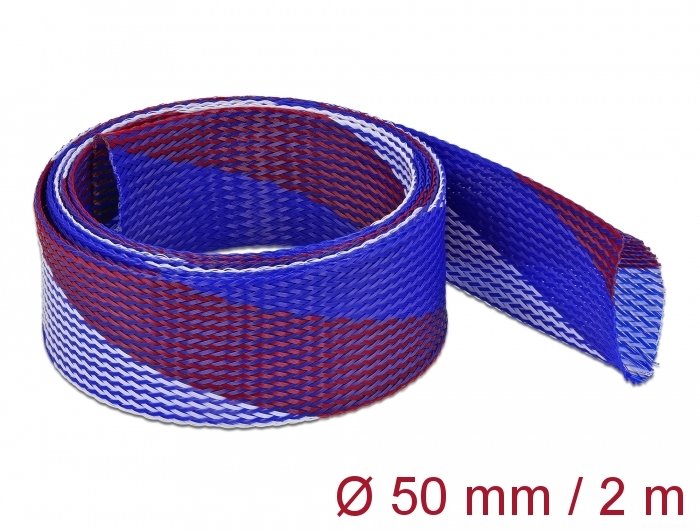 Geflechtschlauch Dehnbar 2 M X 50 Mm Blau-Rot-Weiss