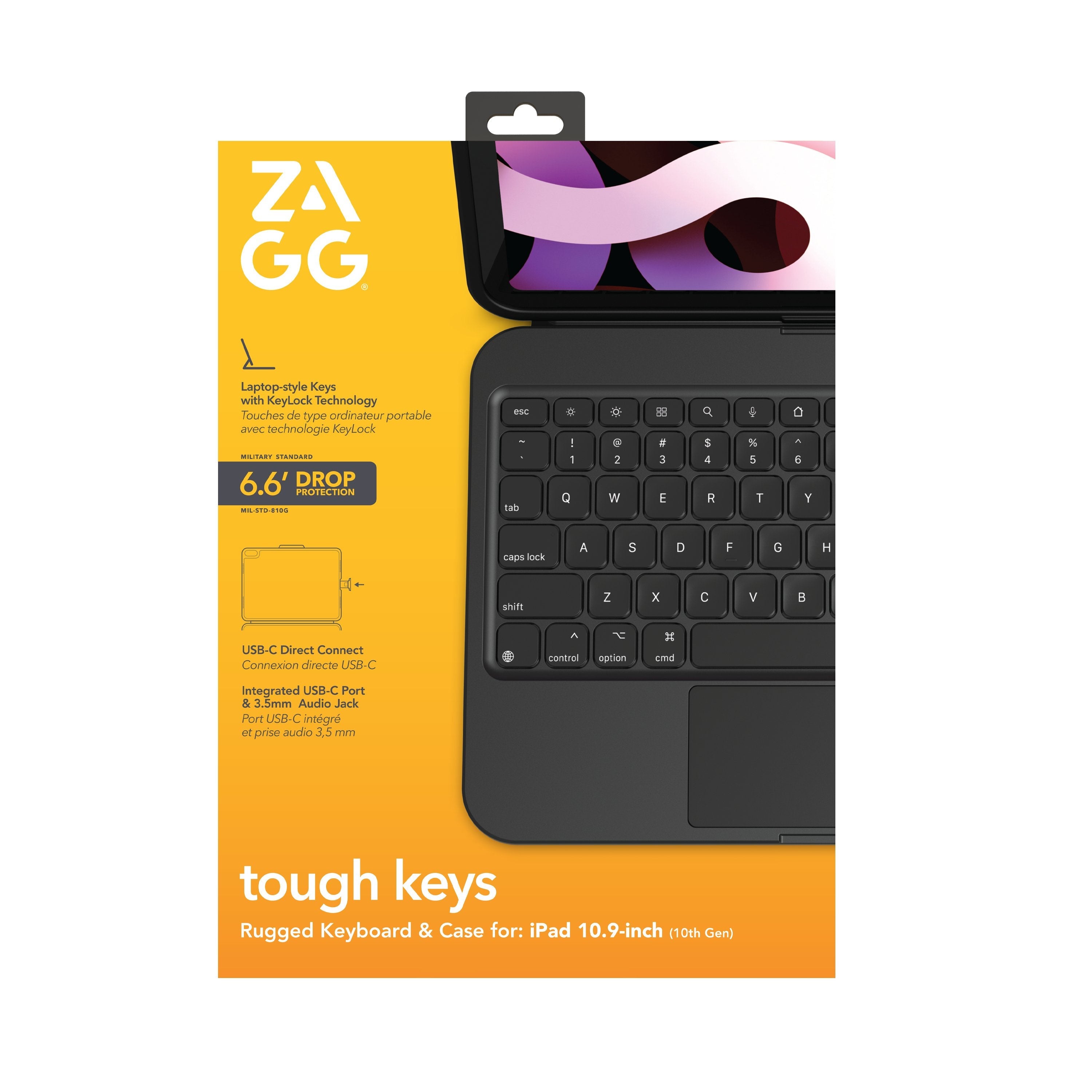 Zagg Tough Keys Bluetooth-Keyboard Para Ipad 10.9" (10. Gen/A16) Negro