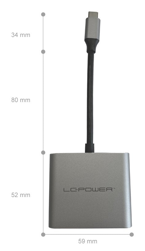 Lc-Power Lc-Hub-C-Multi-4-V2 Hub De Interfaz Usb Tipo C 5000 Mbit/S Plata, Negro