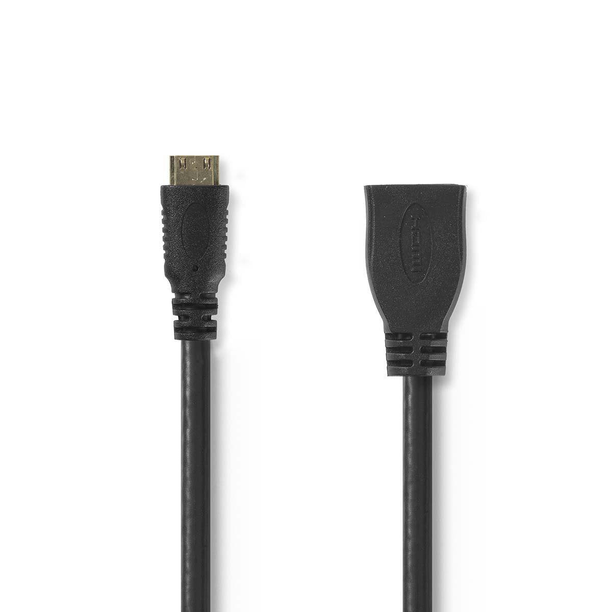 Mini Hdmi: Han - Hdmi: Hun Adapter, Sort, 0,2m Kabel