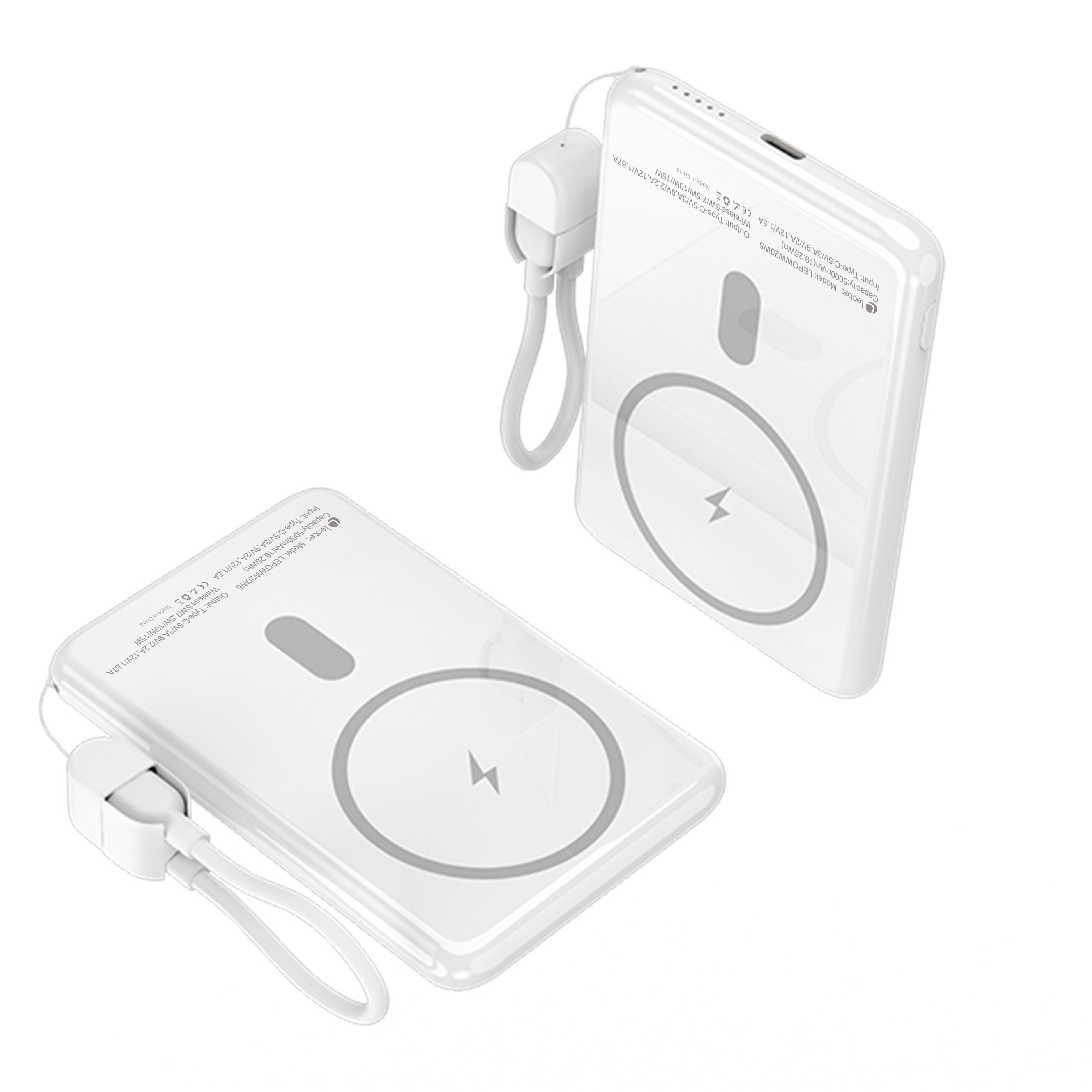 Powerbank 5000mah Leotec Lepoww20w5w 20w Wireless Blanca Incluye Cable Usb Tipo-C