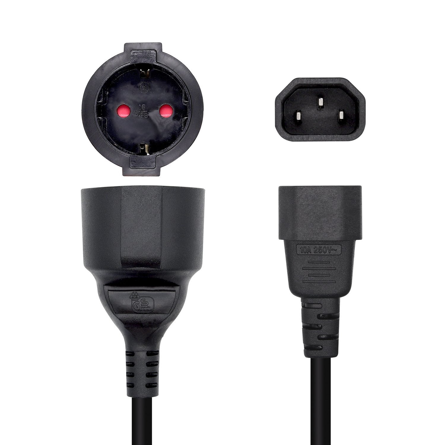 EAN 8436574705188 - AISENS A132-0467 cable de transmisión Negro 0,25 m C14 acoplador CEE7/7 imagen 2